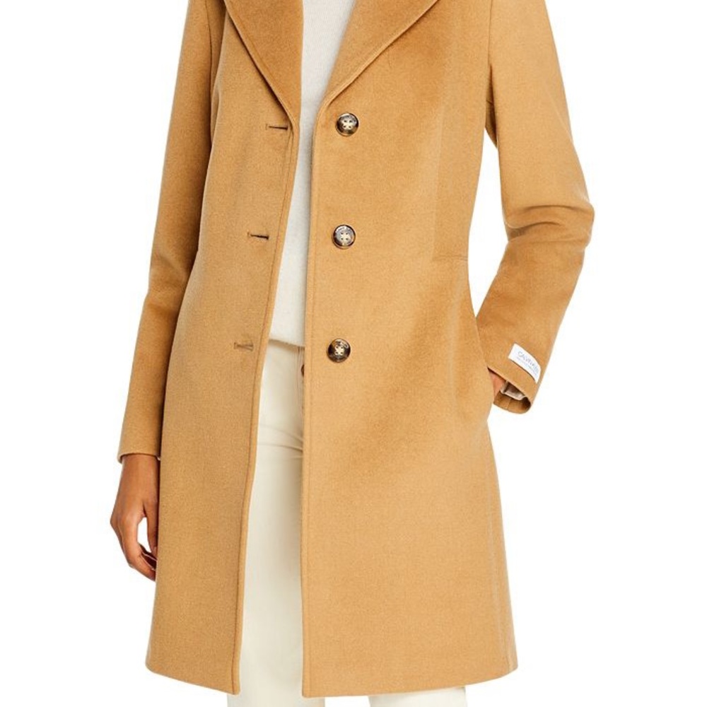 Calvin Klein mid length coat camel